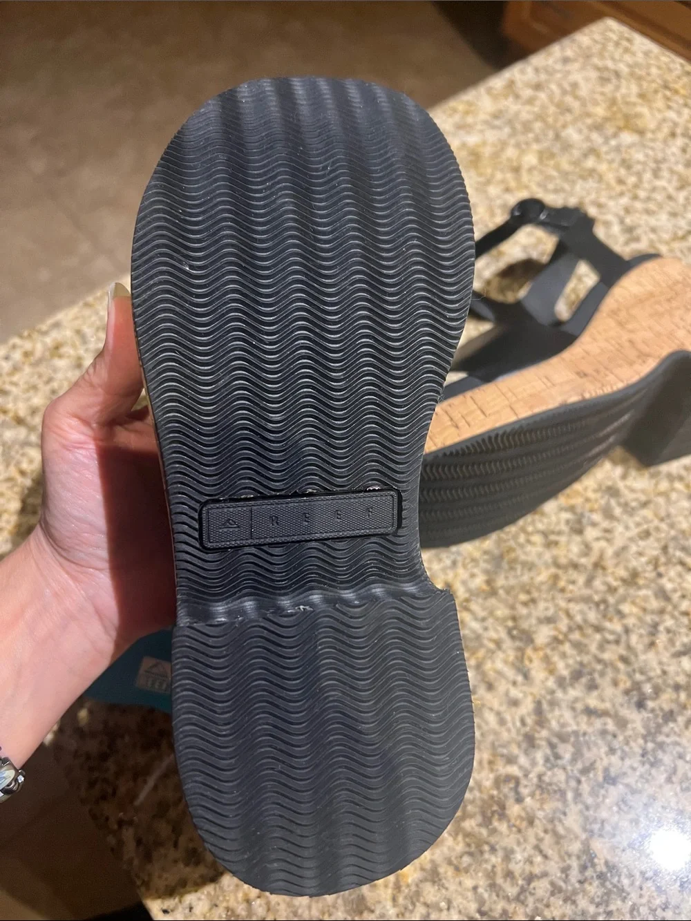 Reef Black Cork Wedge Sandals